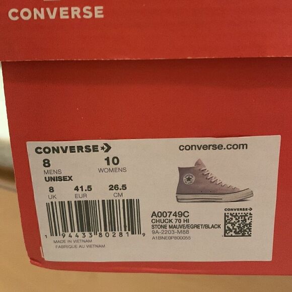 NEW Pink Converse Chuck 70 High Tops  Classic/Retro Mauve Sneaker W‎ 10 / M 8 - Picture 5 of 9